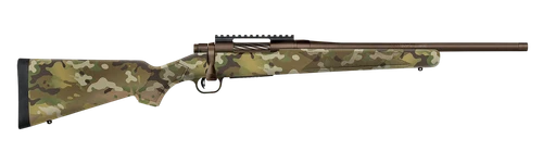 Mossberg 28275 Patriot  Compact 22-250 Rem 5+1 18" Patriot Brown Cerakote Threaded Bull Barrel, Patriot Brown Cerakote Steel Receiver w/Picatinny Rail, MultiCam Fixed Synthetic Stock