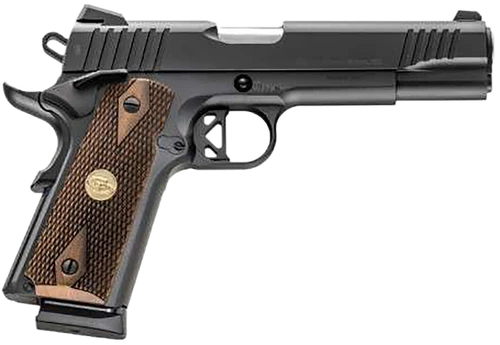 Chiappa Firearms 440211 1911 Superior Full Size 45 ACP 8+1 5" Stainless Steel Barrel, Black Steel Optic Ready/Serrated Slide & Frame w/Beavertail, Walnut Diamond Checkered Grip, RMR/RMSc Footprint
