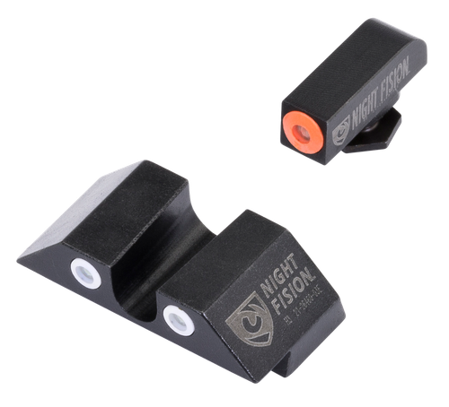 Night Fision GLK001007OGW Tritium Night Sights For Glock  Green Tritium Orange Outline Front Sight- Green Tritium White Outline Rear Sight Glock 17/17L/19/22