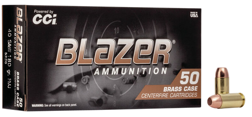 CCI 5220 Blazer Brass Handgun 40S&W 180gr Full Metal Jacket 50 Per Box/20 Case