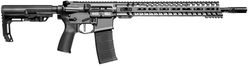 Patriot Ordnance Factory 01645 Minuteman Direct Impingement 5.56x45mm 30+1 16.50" Nitride Treated Threaded Barrel, Tungsten Cerakote Receiver, Synthetic 6 Position MFT Minimalist Stock