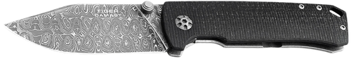 Boker 111103DAM Tiger-Damast  Pocket 3.35" Damascus Blade Micarta Handle