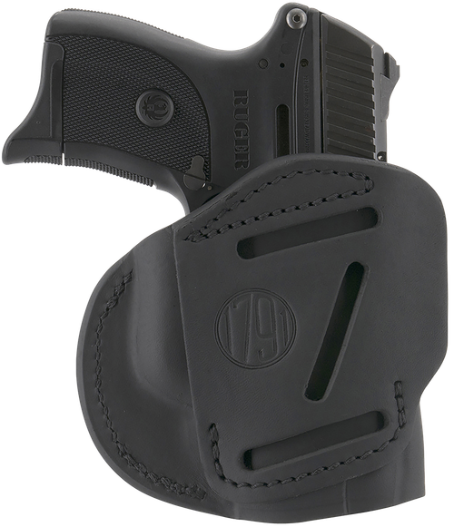 1791 Gunleather 4WH4SBLL 4-Way  IWB/OWB Size 04 Stealth Black Leather Belt Clip Compatible w/Glock 26/Springfield XD/XDS/S&W M&P Shield Plus Left Hand