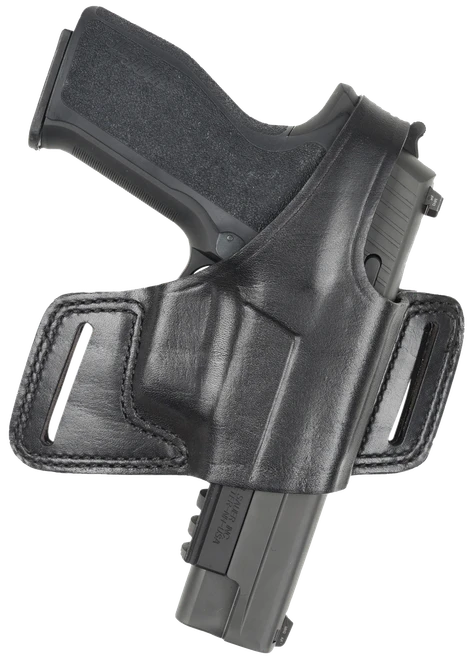 Bianchi 15718 Black Widow  OWB Size 14 Black Leather Belt Slide Fits Glock 17 Fits Glock 19 Fits Glock 22 Right Hand