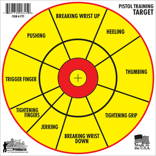 Pro-Shot PTT6PK Pistol Training  12" Diagnostic Bullseye Hanging Paper Yellow/Red Impact Enhancement 6 Pack