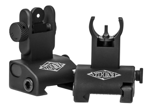 Yankee Hill 5040H Q.D.S. Sight Set  Black Hardcoat Anodized Folding  with Hooded Stem for AR-Platform