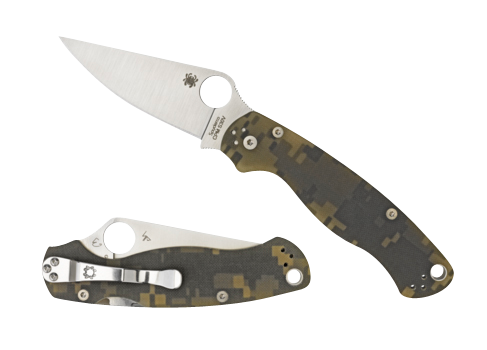 Spyderco C81GPCMOBK2 Para Military 2  3.44" Folding Drop Point Plain Black CPM S30V SS Blade Digital Camo G10 Handle Includes Pocket Clip