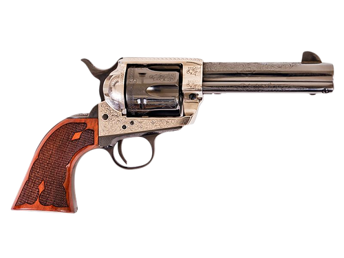 Cimarron PP400LSFW Frontier  357 Mag 6 Shot 4.75" Blued Barrel, Blued Cylinder, Old Silver Engraved Frame, Checkered Walnut Grip