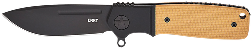CRKT K245BKP Homefront Compact 2.91" Folding Plain Black DLC S35VN SS Blade, Black/Tan G10 Handle