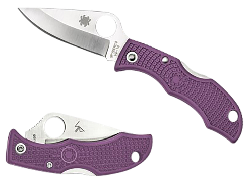 Spyderco LPRP3 Ladybug 3 Salt 1.94" Folding Plain Stonewashed H2 Steel Blade/Purple Bi-Directional Texturing FRN Handle