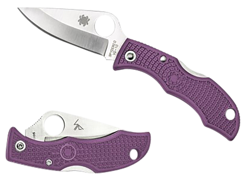 Spyderco LPRP3 Ladybug 3 Salt 1.94" Folding Plain Stonewashed H2 Steel Blade/Purple Bi-Directional Texturing FRN Handle