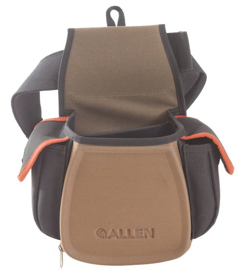 Allen 8306 Eliminator Pro Double Compartment Shooting Bag Black w/Coffee & Copper Accents, Elastic Loops, Side Pockets & D-Ring 7" x 4.75" x 12" Exterior Dimensions