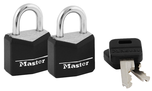 Master Lock 121T Padlock Keyed Open With Key Keyed Alike Steel Vinyl-Covered 2 Per Pkg