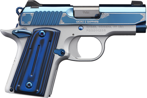 Kimber Mfg.,inc 3300111 Micro 9 Sapphire 9mm 6+1 3.15" Polished Bright Blue PVD Coating Stainless Steel Slide G-10 Grip