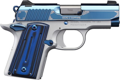 Kimber Mfg.,inc 3300111 Micro 9 Sapphire 9mm 6+1 3.15" Polished Bright Blue PVD Coating Stainless Steel Slide G-10 Grip