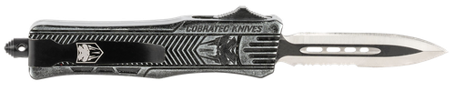 CobraTec Knives SSWCTK1SDAG1SS CTK-1  Small 2.75" OTF Dagger Part Serrated D2 Steel Blade/ Stonewashed Aluminum Handle Features Glass Breaker Includes Pocket Clip