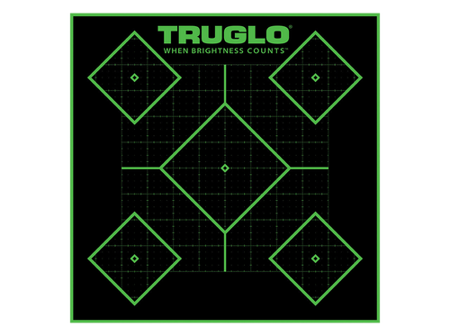 TruGlo TG14A25BB Tru-See 5- Diamond Target Self-Adhesive Heavy Paper Black/Green 12"x12" 25 Pack