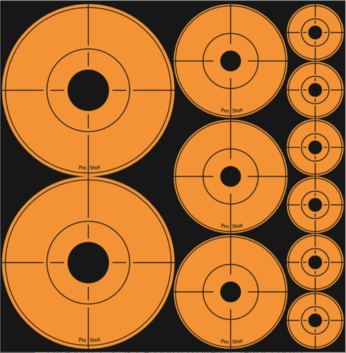 Pro-Shot ASSORTEDDOT Peel & Stick Target Dots Black/Orange 10 Pack