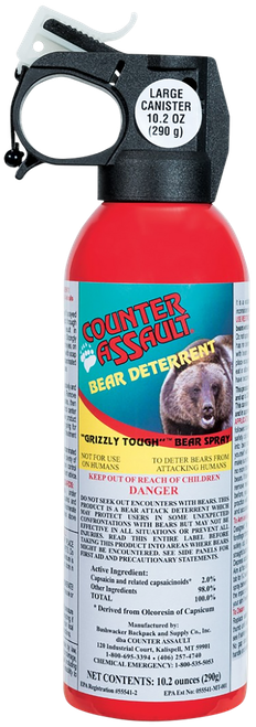 Counter Assault 15067027 Bear Spray  Capsaicin Range 32 ft-7 Seconds/40 ft-8 Seconds 8.10 oz/10.20 oz Includes 2 Holsters
