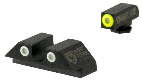 Night Fision GLK001007YGW Tritium Night Sights For Glock  Green Tritium Yellow Outline Front Sight- Green Tritium White Outline Rear Sight Glock 17/17L/19/22