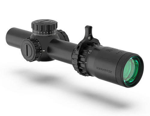 Swampfox Optics THK14241RF Tomahawk II  Black 1-4x 24mm 30mm Tube Bright Fiber Optic Red Reticle