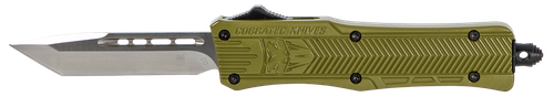 CobraTec Knives SODCTK1STNS CTK-1  Small 2.75" OTF Tanto Plain D2 Steel Blade/OD Green Aluminum Handle Features Glass Breaker Includes Pocket Clip