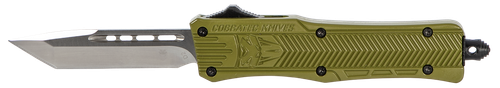 CobraTec Knives SODCTK1STNS CTK-1  Small 2.75" OTF Tanto Plain D2 Steel Blade/OD Green Aluminum Handle Features Glass Breaker Includes Pocket Clip