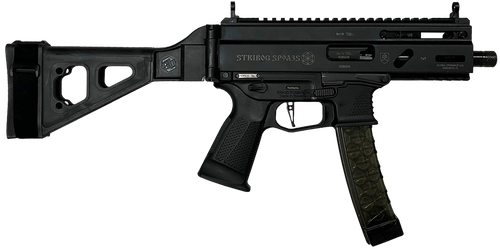 Grand Power 810091152836 Stribog SP9A35S 9mm Luger 30+1 8" Black Picatinny Rail Receiver, SB Tactical Brace, Black Polymer Grip