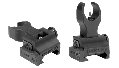 Samson 020003301 Quick Flip Front Sight Gas Block Extended Height (A2)  Black Hardcoat Anodized Flip Up for AR-15