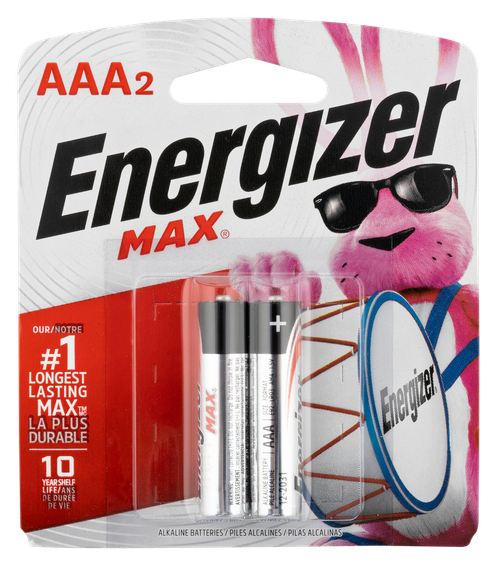 Energizer E92BP2 AAA Max Black/Silver 1.5V Alkaline Qty (2) Single Pack