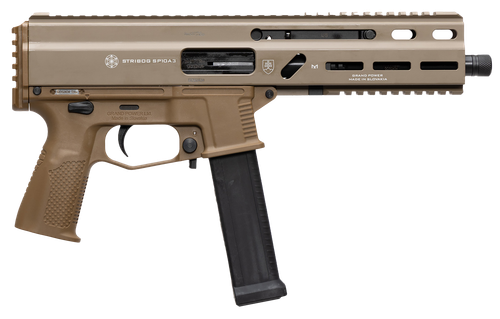 Grand Power 197892004800 SP10A3 Stribog 10mm Auto 20+1 8" Black Threaded Barrel, Flat Dark Earth Aluminum Picatinny Rail Receiver, FDE Polymer Grip, Thread Protector