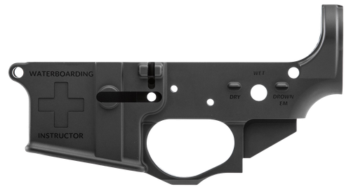 Spikes STLS033 Water Boarding Instructor Stripped Lower Receiver Multi-Caliber 7075-T6 Aluminum Black Anodized for AR-15