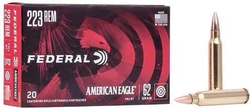 Federal AE223N American Eagle Rifle 223Rem 62gr Full Metal Jacket Boat Tail 20 Per Box/25 Case