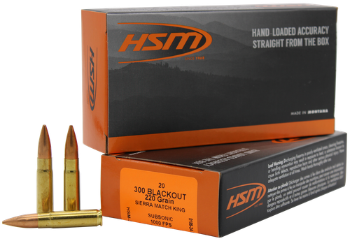 HSM 300BLK4N Match  300 Blackout 220 gr Sierra MatchKing BTHP 20 Per Box/ 25 Case