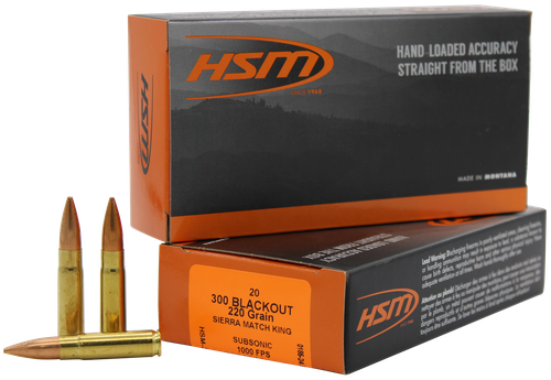 HSM 300BLK4N Match  300 Blackout 220 gr Sierra MatchKing BTHP 20 Per Box/ 25 Case