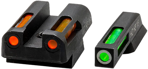 HiViz CZN421 LiteWave H3 Fiber-Optic Sight Set Green Tritium/White Outline w/ Litepipes Orange Fits CZ 75, 85, P-01