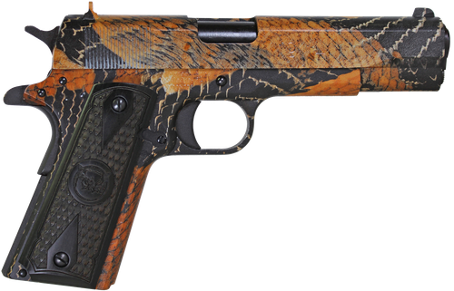 Iver Johnson Arms 1911A1BOA 1911 A1 BOA 45 ACP 8+1 5" Black Steel Barrel, BOA Snakeskin Steel Serrated Slide, BOA Snakeskin Steel Frame w/Beavertail, Black Dymondwood Snakeskin Grip