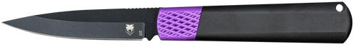 CobraTec Knives CTWOLVERINEBLK Gideon  3" Folding Plain Black Stonewashed D2 Steel Blade, 4.25" Black/Purple Aluminum Handle