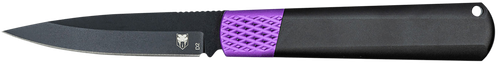 CobraTec Knives CTWOLVERINEBLK Gideon  3" Folding Plain Black Stonewashed D2 Steel Blade, 4.25" Black/Purple Aluminum Handle