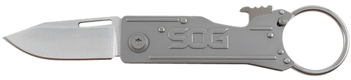 S.O.G SOG-KT1001-C KeyTron  1.80" Folding Plain Clip Point Grey 5Cr13MoV SS Blade/ Grey Stainless Steel Handle