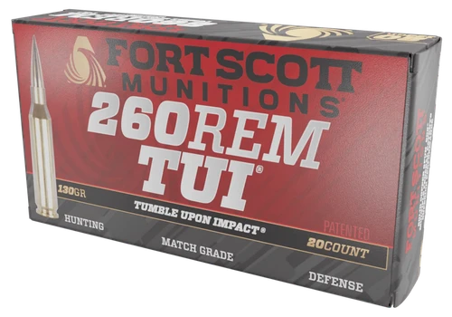 Fort Scott Munitions 260130SCV2 Tumble Upon Impact (TUI)  260Rem 130gr Solid Copper Spun 20 Per Box/25 Case