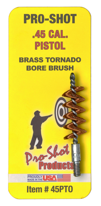Pro-Shot 45PTO Tornado Bore Brush .45 Cal Pistol #8-32 Thread Brass Spiral Wound Loop
