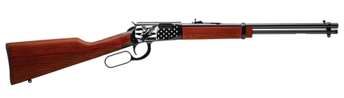 Rossi RL22181WD-EN22 Rio Bravo  22 LR 15+1 18" Black Polished Alloy Steel Barrel, Black Engraved w/Flag & Eagle Alloy Steel Receiver, Hardwood Fixed Stock, Right Hand