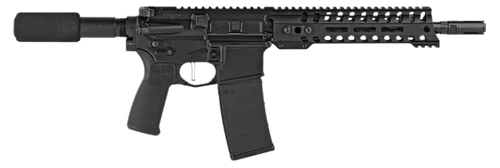 Patriot Ordnance Factory 01801 Minuteman Direct Impingement 5.56x45mm NATO 30+1 10.50", Black, Buffer Tube Stock, Textured Polymer Grip, 3 Prong Flash Hider