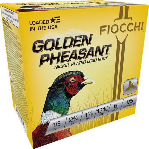 Fiocchi 16GP6 Golden Pheasant Extrema 16Gauge 2.75" 1 1/8oz 6Shot 25 Per Box/10 Case