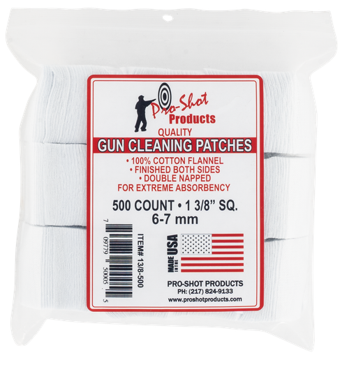 Pro-Shot 138500 Cleaning Patches  6mm/7mm 1.38" Cotton Flannel 500 Per Pkg