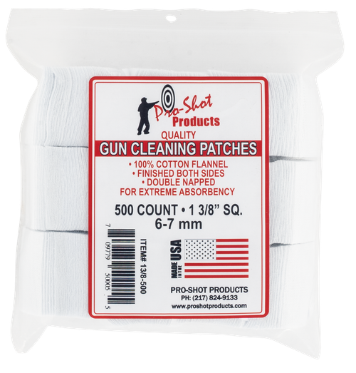 Pro-Shot 138500 Cleaning Patches  6mm/7mm 1.38" Cotton Flannel 500 Per Pkg