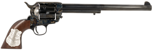 Cimarron PP558 Buntline  45 LC (Long Colt) 6 Shot 10" Blued Frame, Barrel & Cylinder, Walnut w/Inlaid Silver Medallion Grip