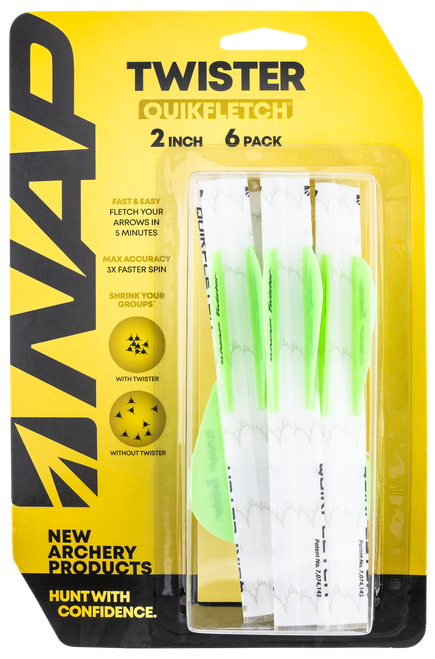 NAP NAP60638 Quickfletch Twister Fletching White Green/ 6 Pack