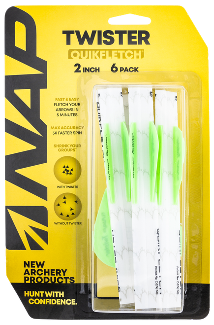 NAP NAP60638 Quickfletch Twister Fletching White Green/ 6 Pack